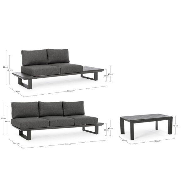 Bizzotto - SET SALOTTO ANG.C-C KONNOR ANTRACITECX23 - immagine 10