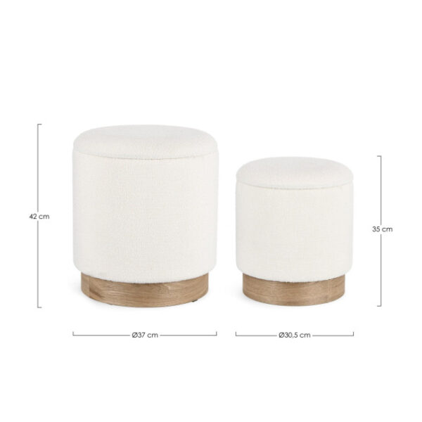 Bizzotto - SET2 POUF CONTENITORE.ZOYA BIANCO - immagine 7